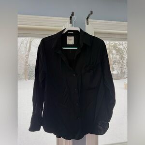 Abercrombie & Fitch Oversized Black Satin Shirt